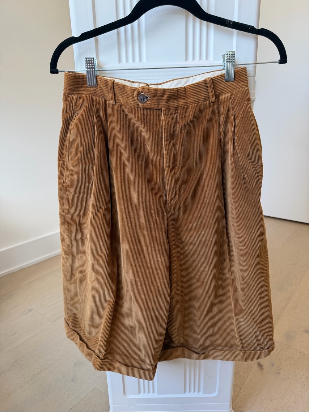 Corduroy High-Waist Shorts in Tan